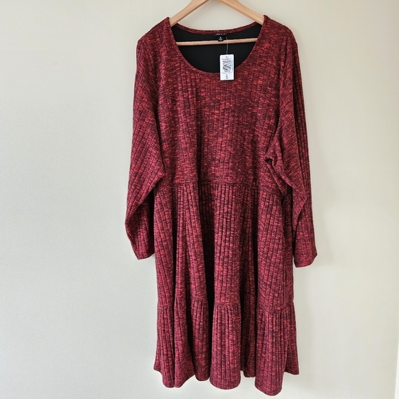 Torrid mini brushed soft red tiered skater dress Size 5X - Picture 2 of 16